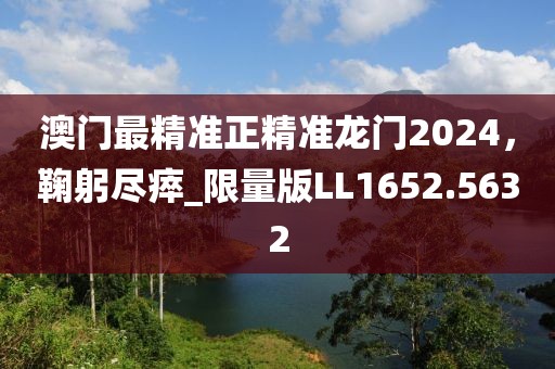 澳門最精準正精準龍門2024，鞠躬盡瘁_限量版LL1652.5632