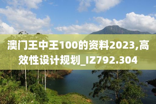 澳門王中王100的資料2023,高效性設計規劃_IZ792.304