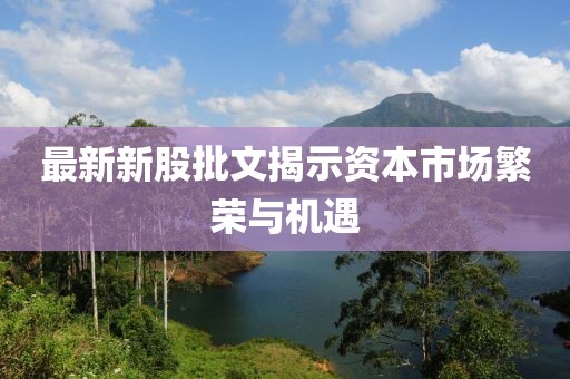 最新新股批文揭示資本市場繁榮與機遇