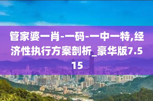管家婆一肖-一碼-一中一特,經濟性執行方案剖析_豪華版7.515