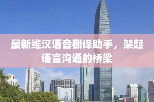 最新維漢語音翻譯助手，架起語言溝通的橋梁