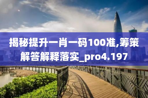 揭秘提升一肖一碼100準,籌策解答解釋落實_pro4.197
